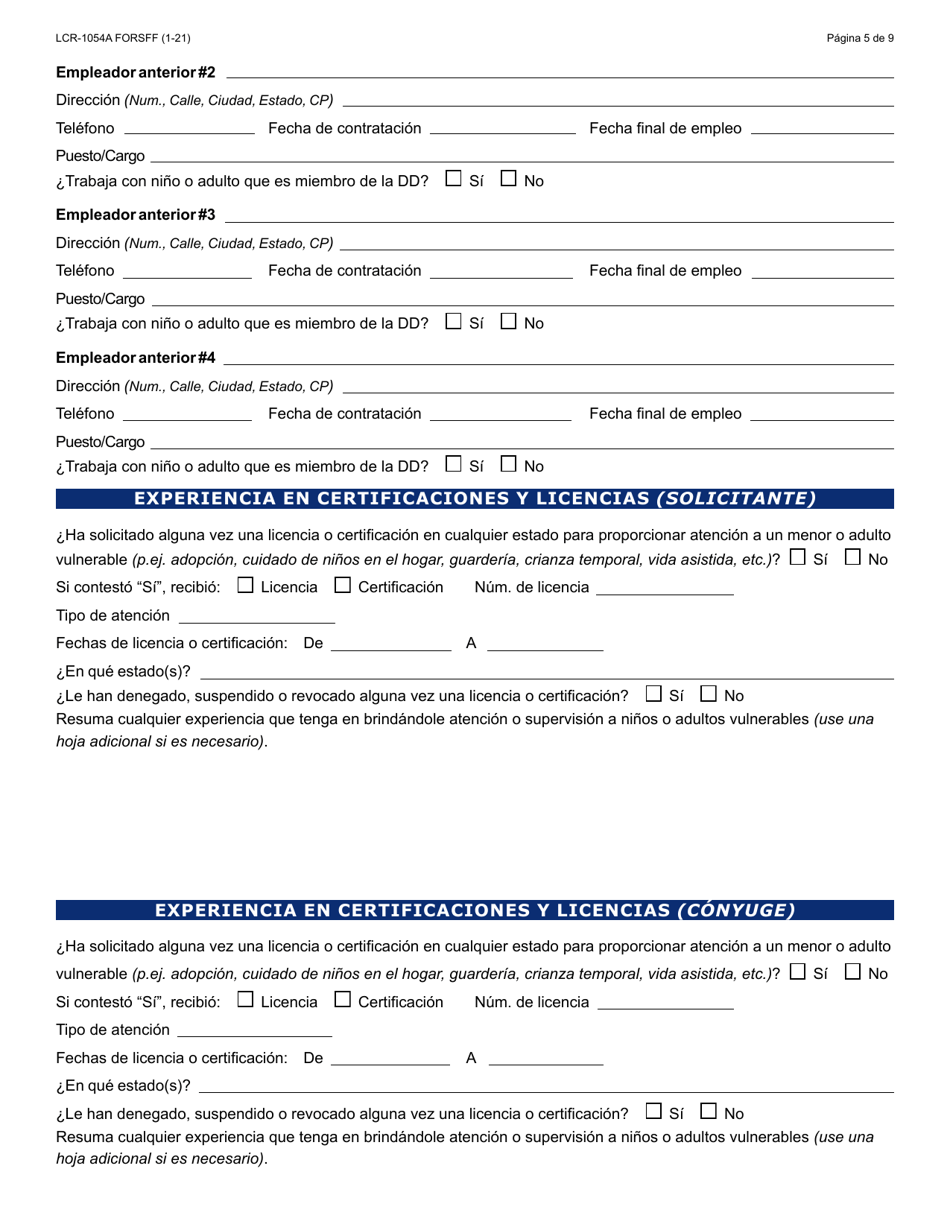 Formulario LCR-1054A-S Formulario De Solicitud Inicial - Arizona (Spanish), Page 5