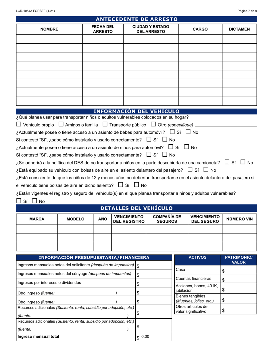 Formulario LCR-1054A-S Formulario De Solicitud Inicial - Arizona (Spanish), Page 7