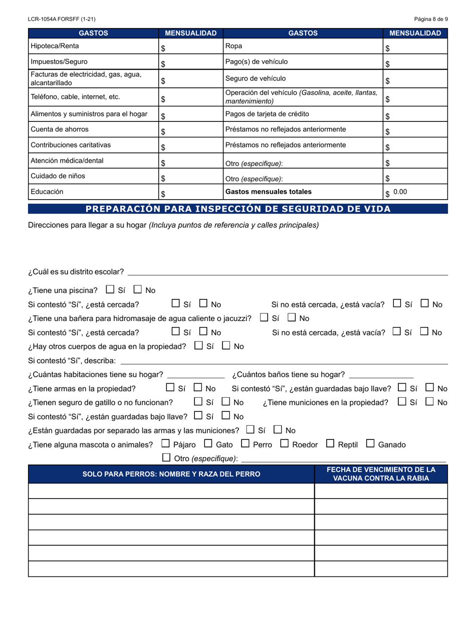 Formulario LCR-1054A-S Formulario De Solicitud Inicial - Arizona (Spanish), Page 8