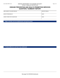 Form AAA-1240A Disease Prevention and Health Promotion Services Quarterly Summary Report - Arizona
