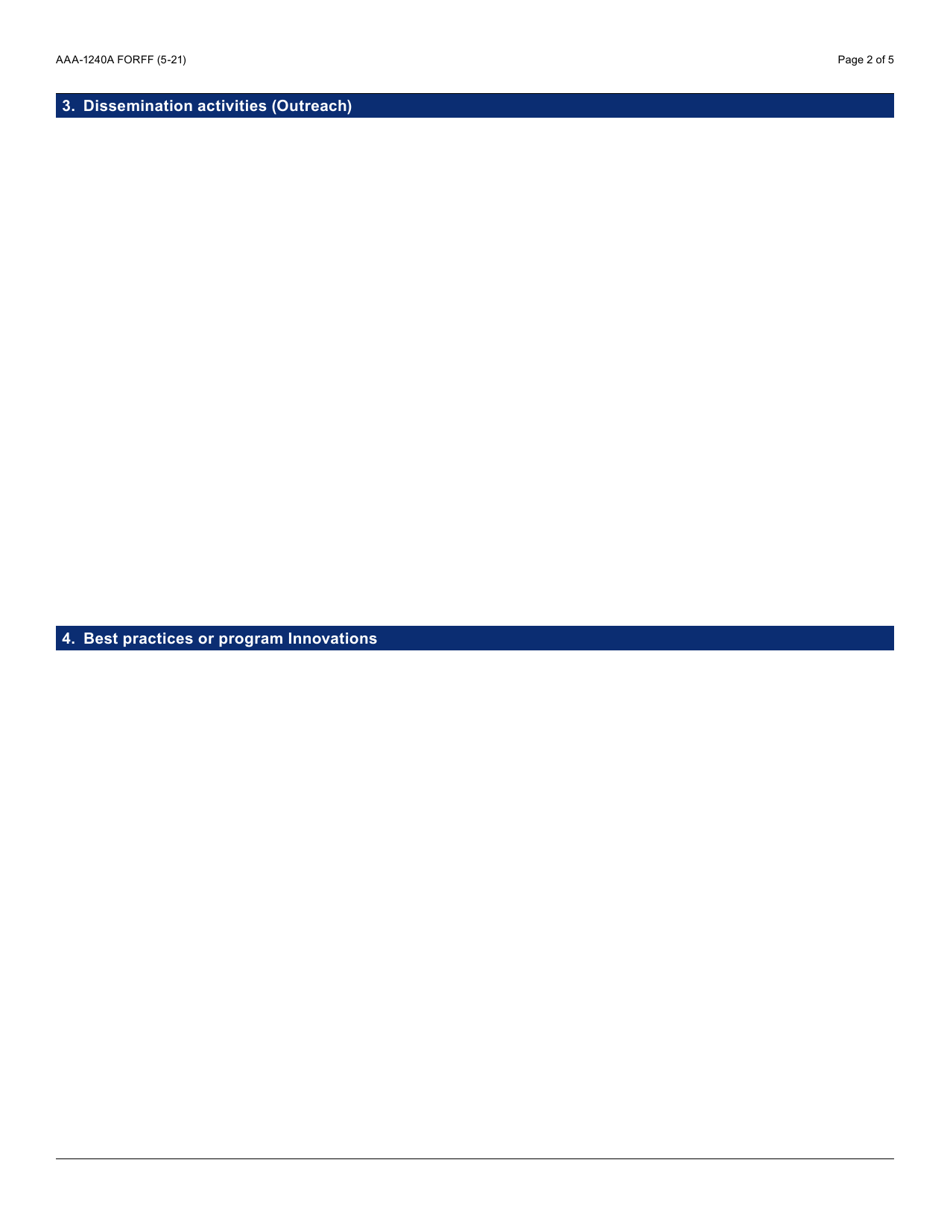 Form AAA-1240A Disease Prevention and Health Promotion Services Quarterly Summary Report - Arizona, Page 2