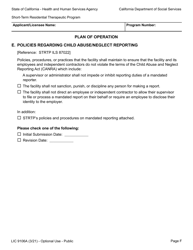 Form LIC9106A &quot;Plan of Operation/Program Statement - Short-Term Residential Therapeutic Program&quot; - California, Page 12