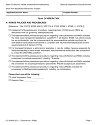 Form LIC9106A &quot;Plan of Operation/Program Statement - Short-Term Residential Therapeutic Program&quot; - California, Page 15