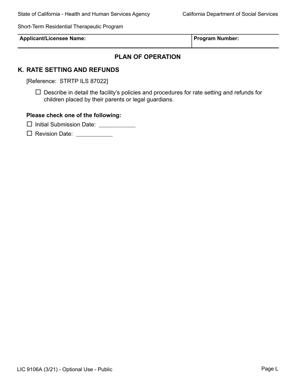 Form LIC9106A Plan of Operation / Program Statement - Short-Term Residential Therapeutic Program - California, Page 18