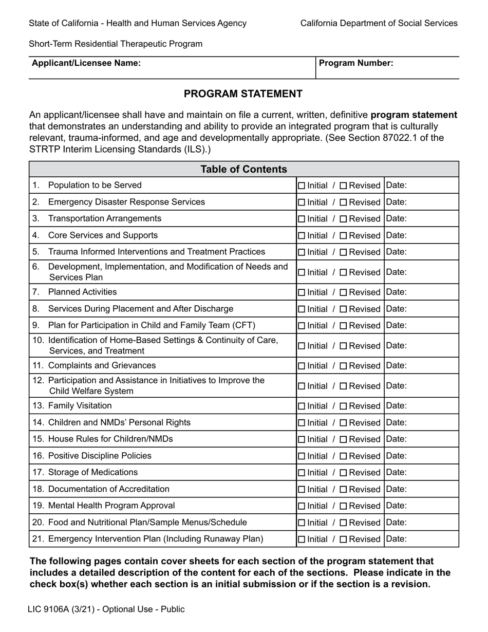 Form LIC9106A Plan of Operation / Program Statement - Short-Term Residential Therapeutic Program - California, Page 24