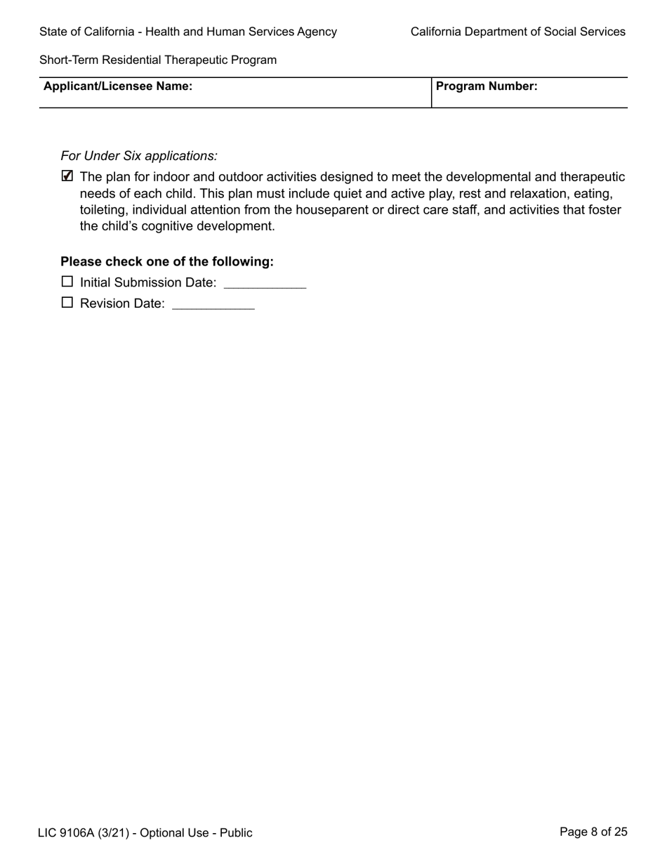 Form LIC9106A Plan of Operation / Program Statement - Short-Term Residential Therapeutic Program - California, Page 32