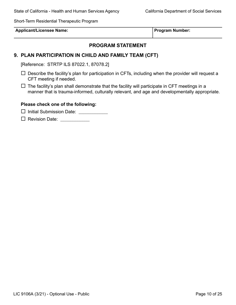 Form LIC9106A Plan of Operation / Program Statement - Short-Term Residential Therapeutic Program - California, Page 34