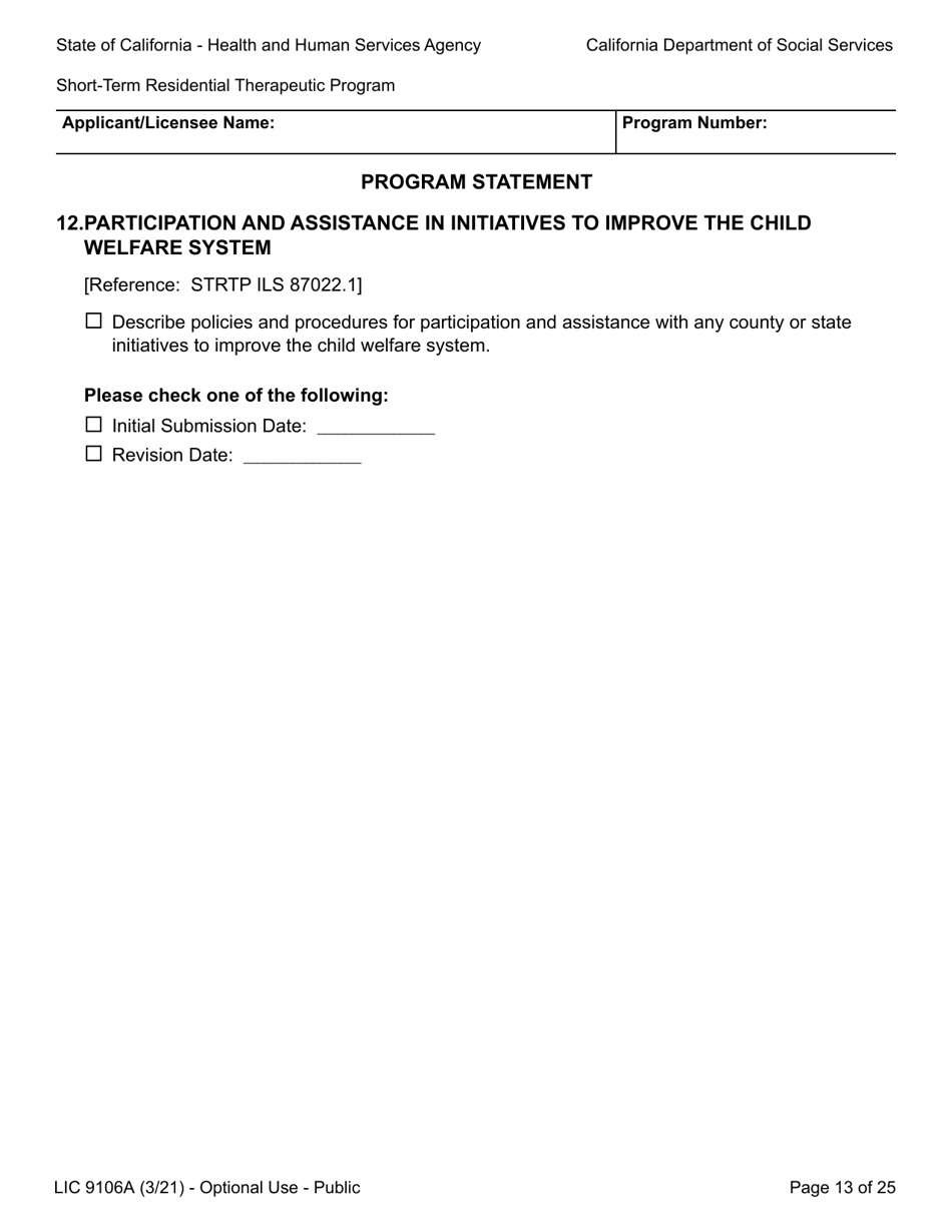 Form LIC9106A Plan of Operation / Program Statement - Short-Term Residential Therapeutic Program - California, Page 37