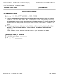 Form LIC9106A &quot;Plan of Operation/Program Statement - Short-Term Residential Therapeutic Program&quot; - California, Page 38