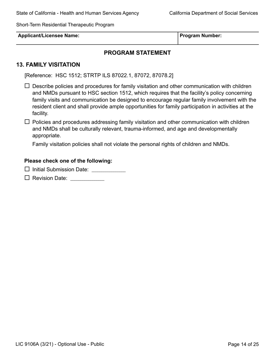 Form LIC9106A Plan of Operation / Program Statement - Short-Term Residential Therapeutic Program - California, Page 38