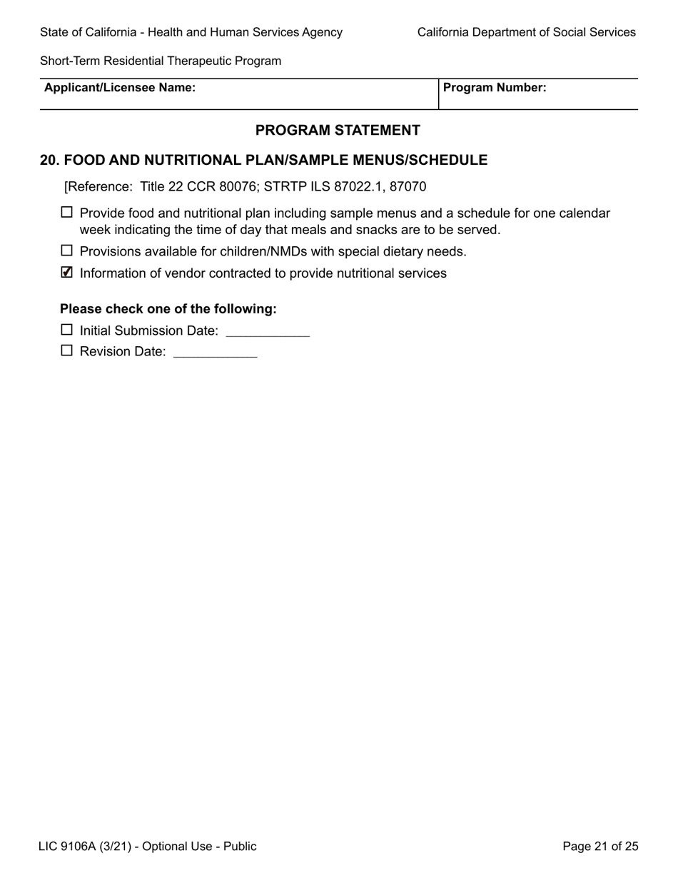 Form LIC9106A Plan of Operation / Program Statement - Short-Term Residential Therapeutic Program - California, Page 45