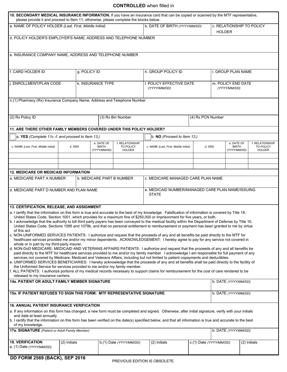 DD Form 2569 - Fill Out, Sign Online and Download Fillable PDF ...