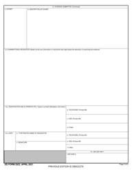 DD Form 2922 Forensic Laboratory Examination Request, Page 2