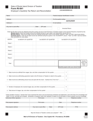 Document preview: Form RI-941 Employer&#039;s Quarterly Tax Return and Reconciliation - Rhode Island