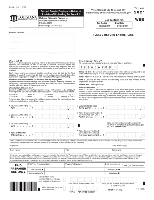 Form L-1 (R-1201) 2021 Printable Pdf