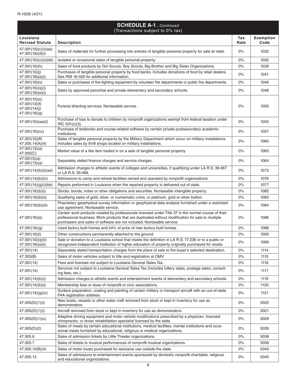 Instructions for Form R-1029 Sales Tax Return - Louisiana, Page 4