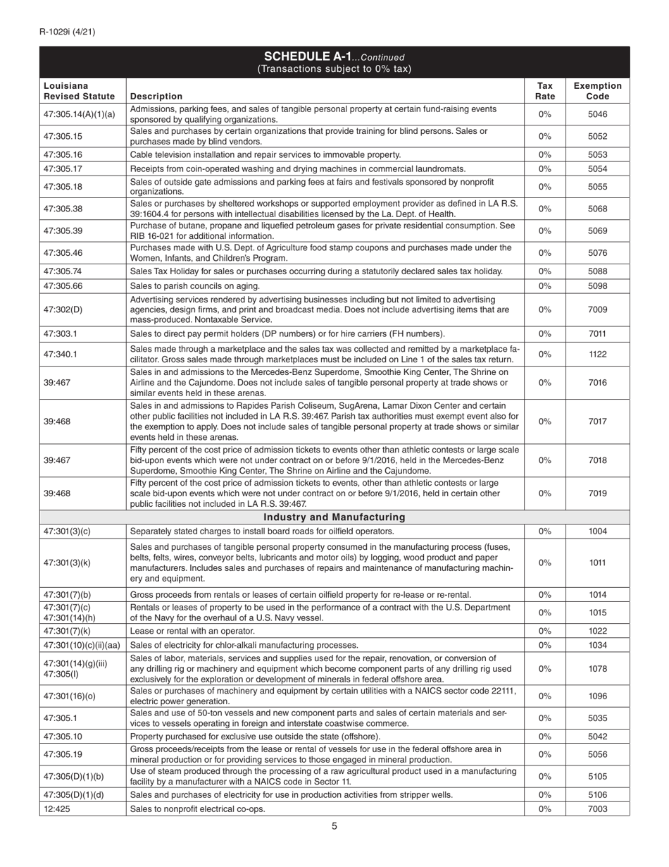 Instructions for Form R-1029 Sales Tax Return - Louisiana, Page 5