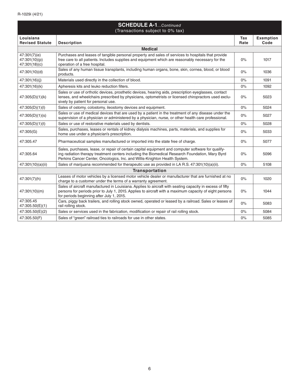 Instructions for Form R-1029 Sales Tax Return - Louisiana, Page 6