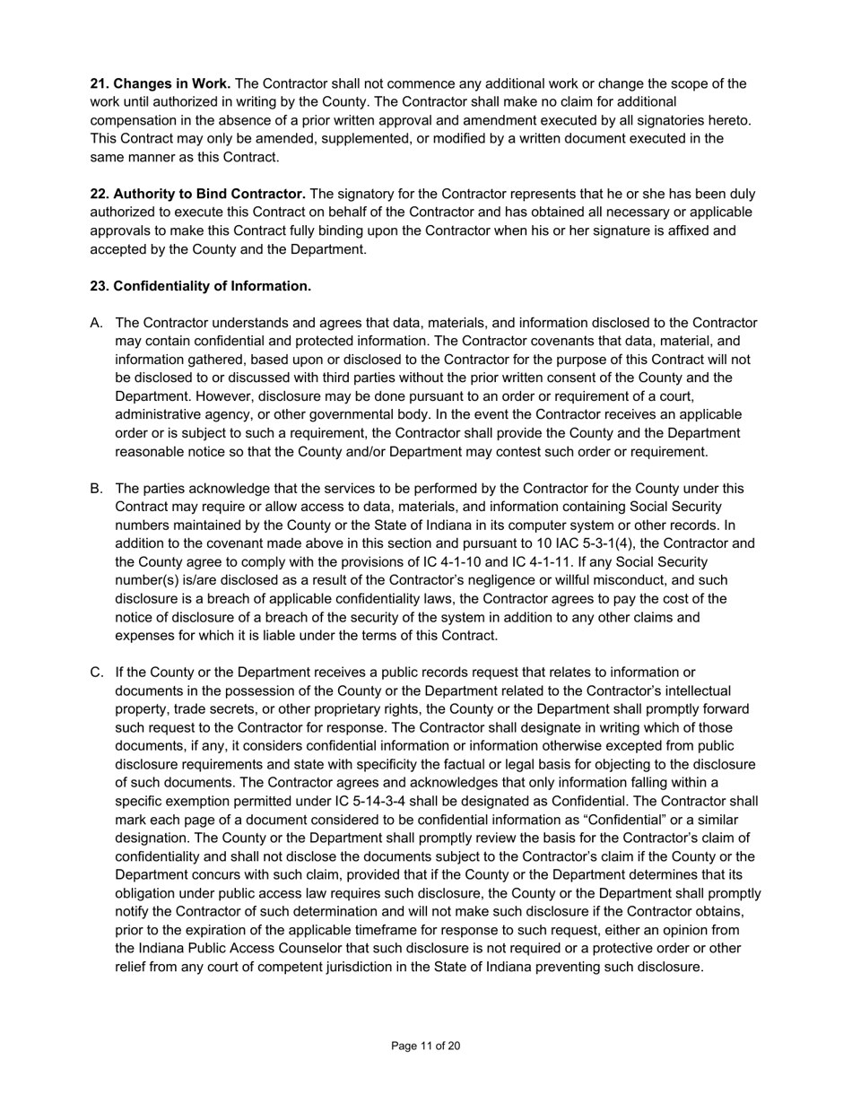 State Form 55929 Prescribed Contract for Annual Adjustments - Indiana, Page 11
