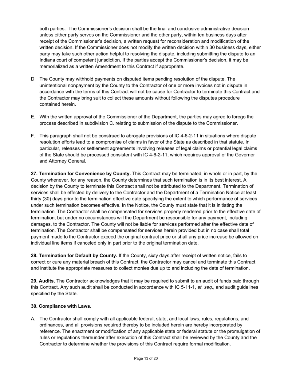 State Form 55929 Prescribed Contract for Annual Adjustments - Indiana, Page 13