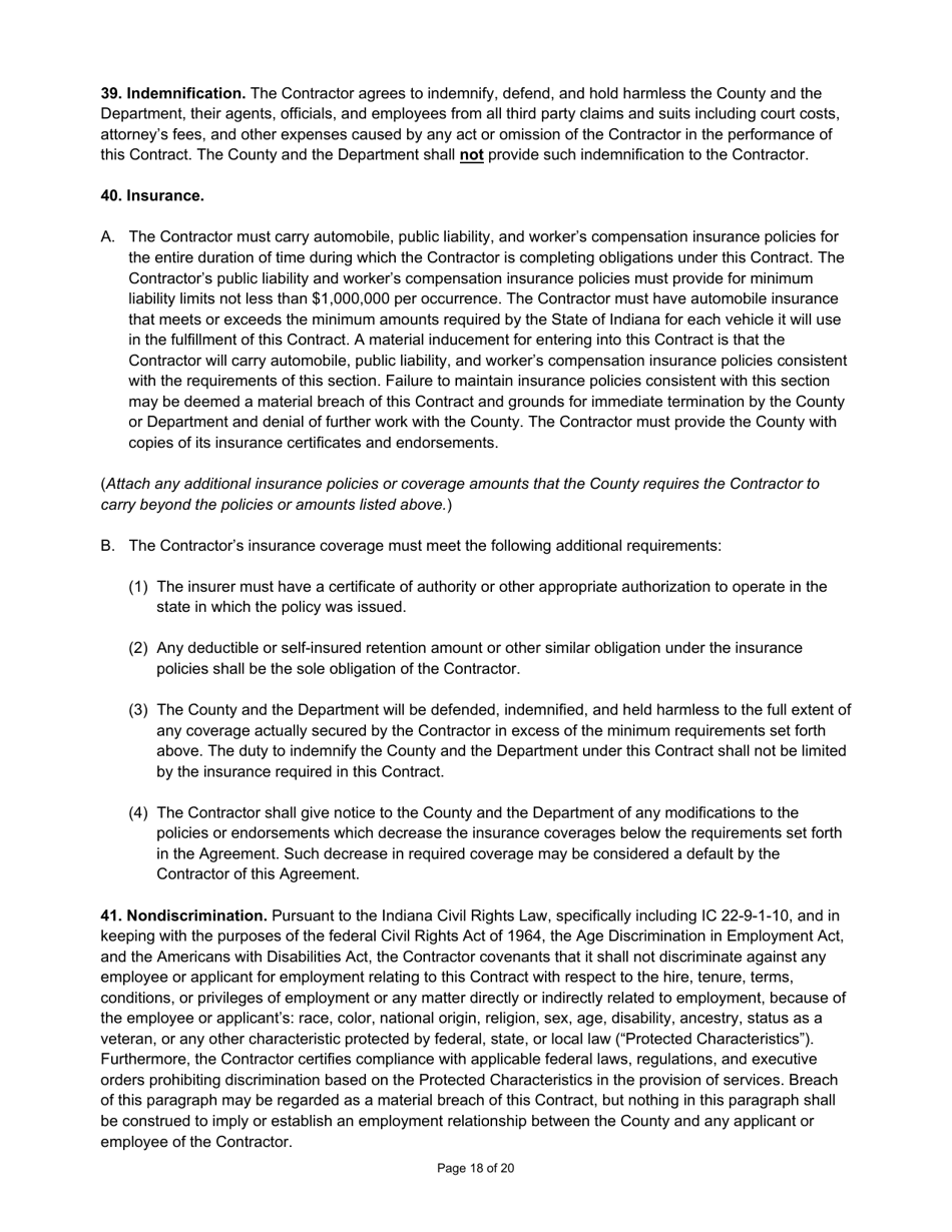 State Form 55929 Prescribed Contract for Annual Adjustments - Indiana, Page 18