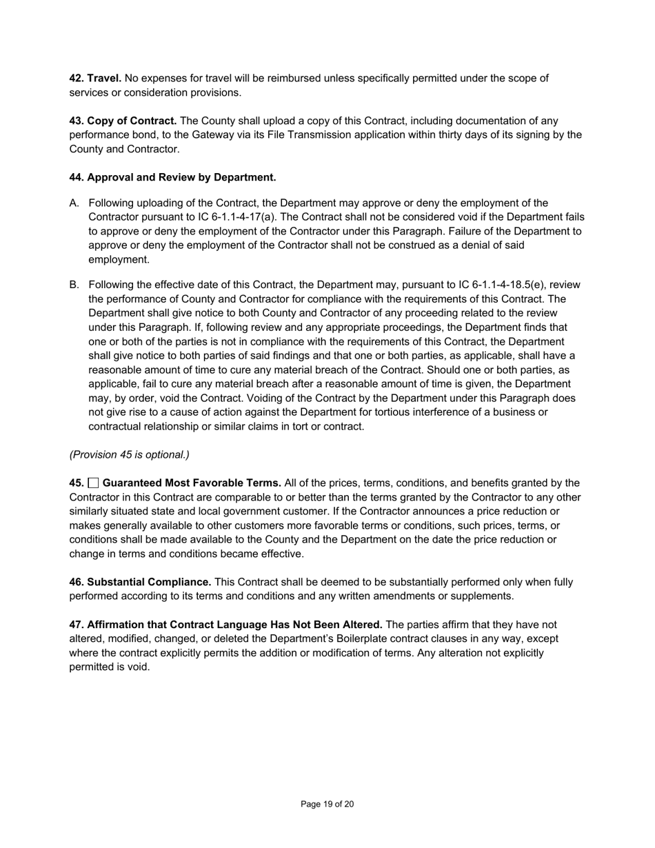 State Form 55929 Prescribed Contract for Annual Adjustments - Indiana, Page 19