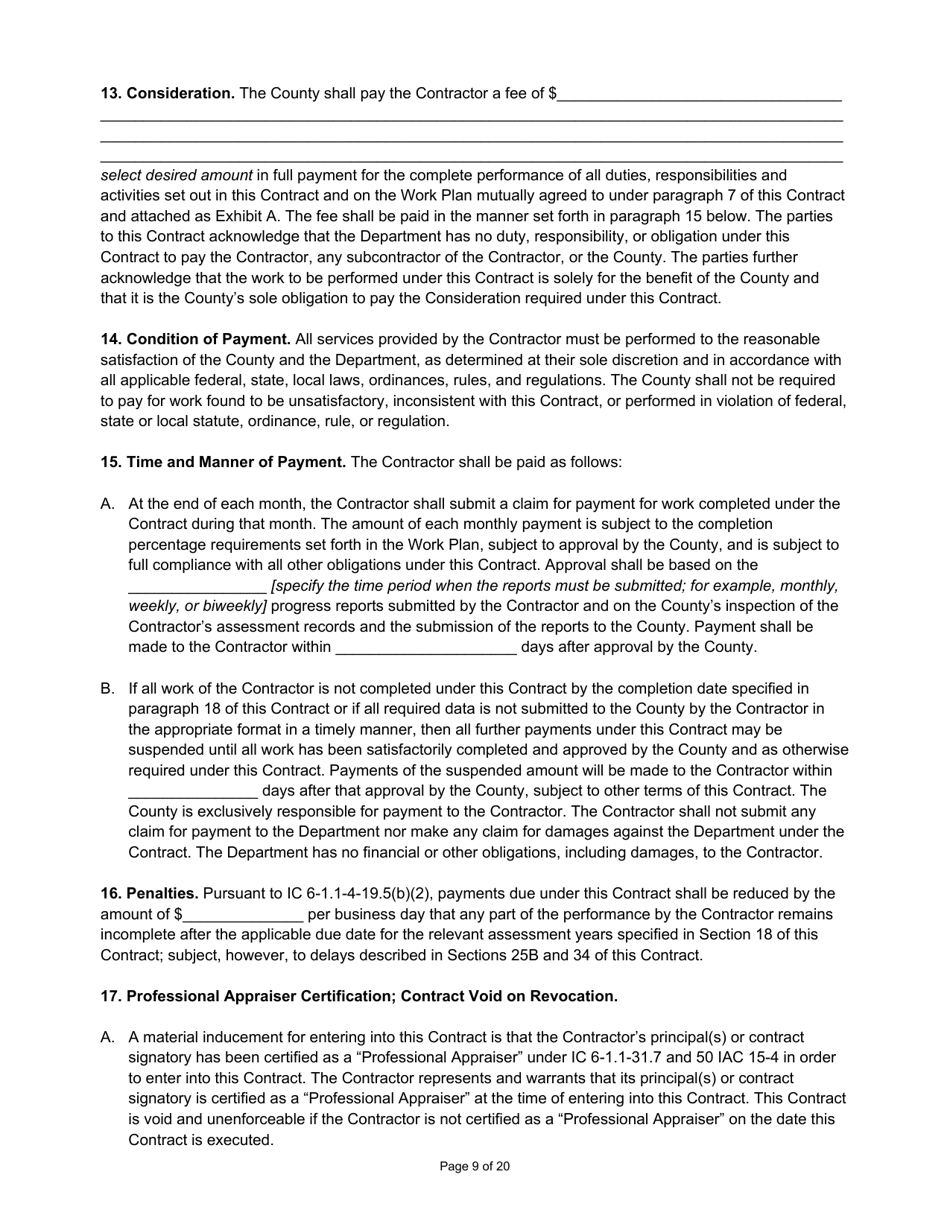 State Form 55929 Prescribed Contract for Annual Adjustments - Indiana, Page 9