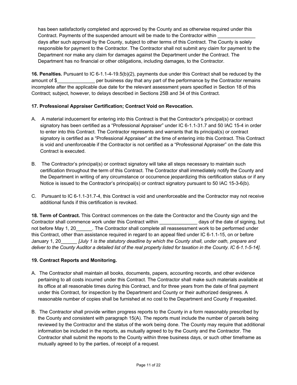 State Form 55932 Prescribed Contract for Cyclical Reassessment - Indiana, Page 11