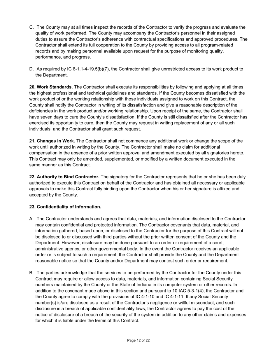 State Form 55932 Prescribed Contract for Cyclical Reassessment - Indiana, Page 12