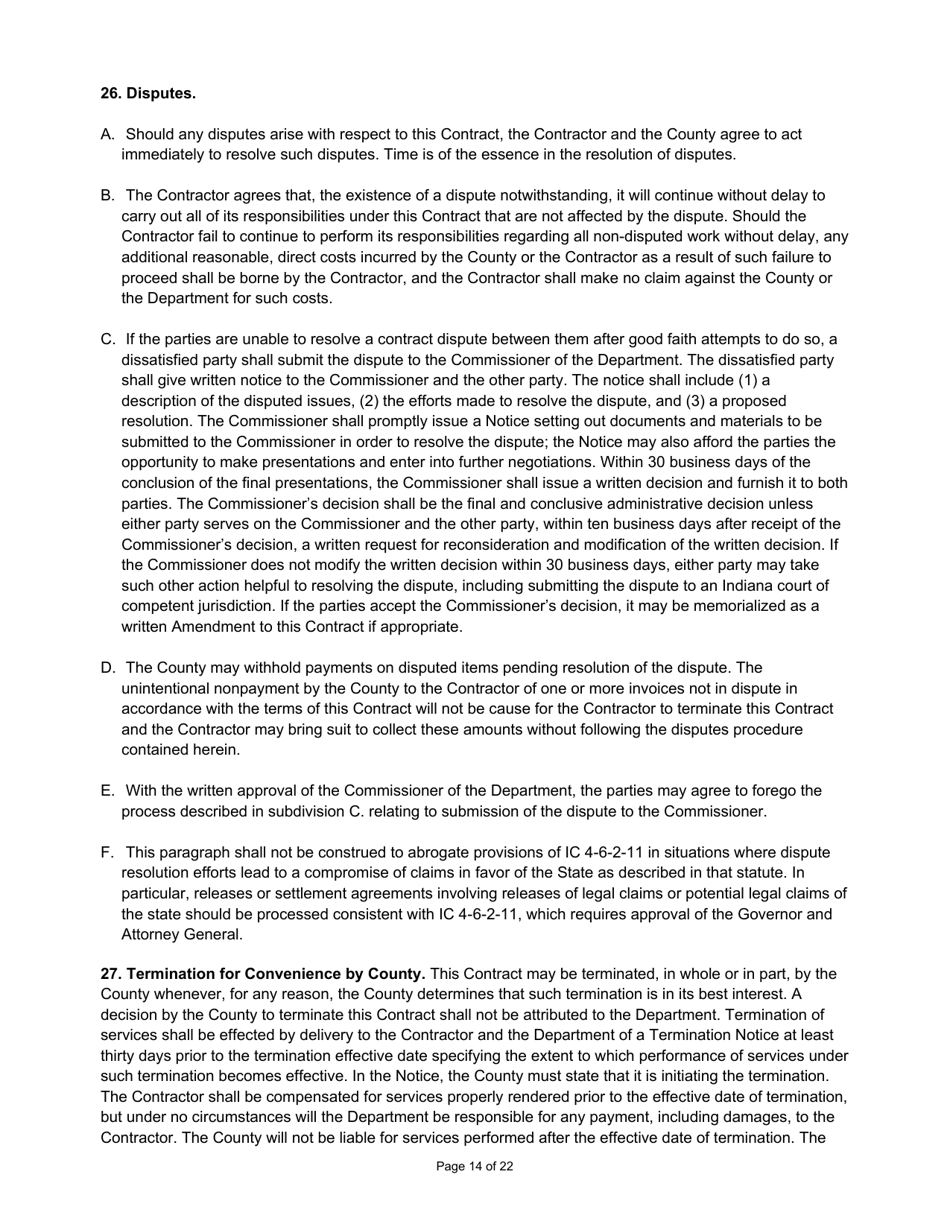 State Form 55932 Prescribed Contract for Cyclical Reassessment - Indiana, Page 14