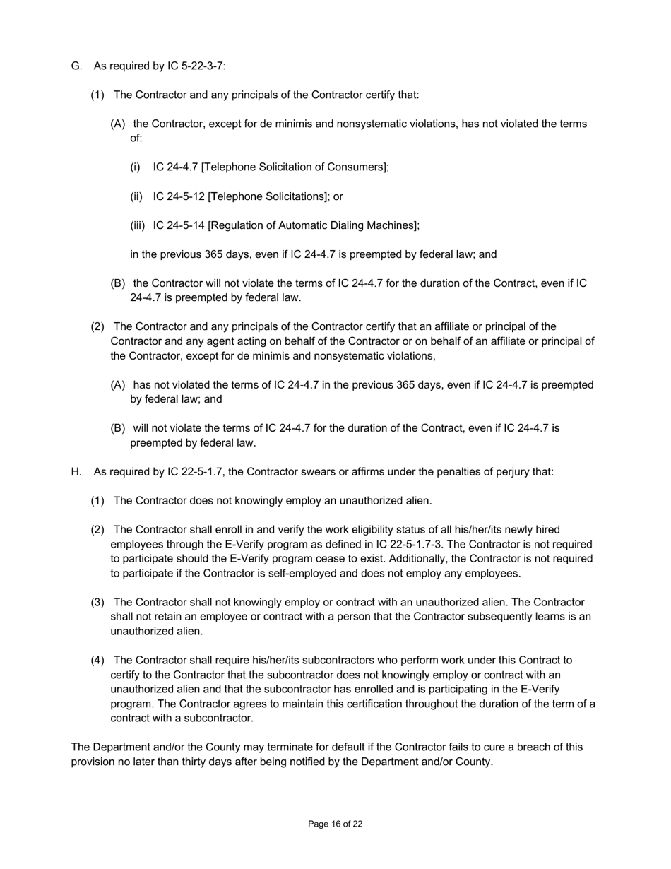 State Form 55932 Prescribed Contract for Cyclical Reassessment - Indiana, Page 16