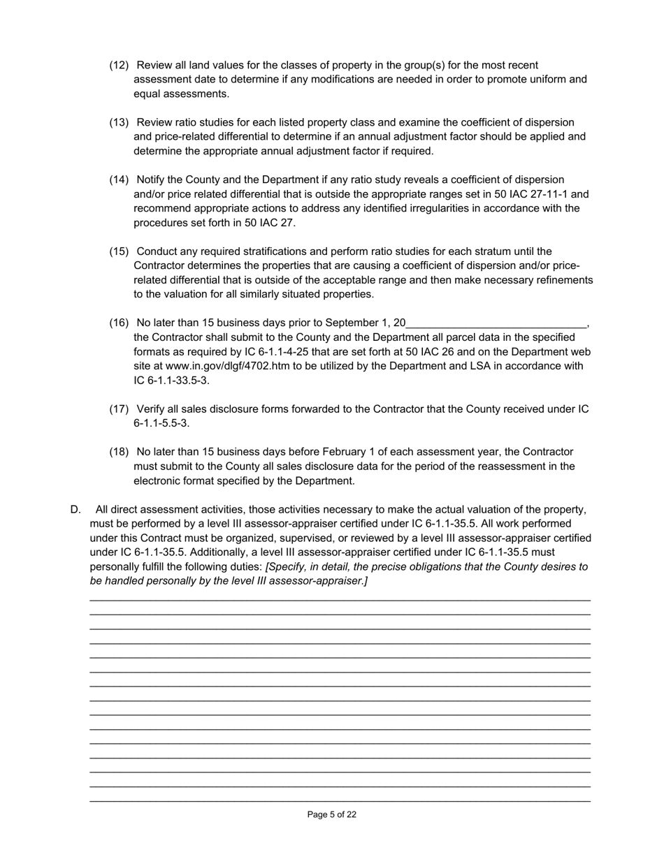 State Form 55932 Prescribed Contract for Cyclical Reassessment - Indiana, Page 5