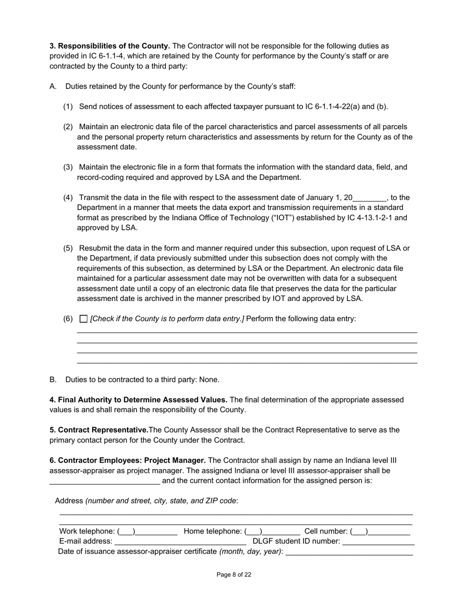 State Form 55932 Prescribed Contract for Cyclical Reassessment - Indiana, Page 8