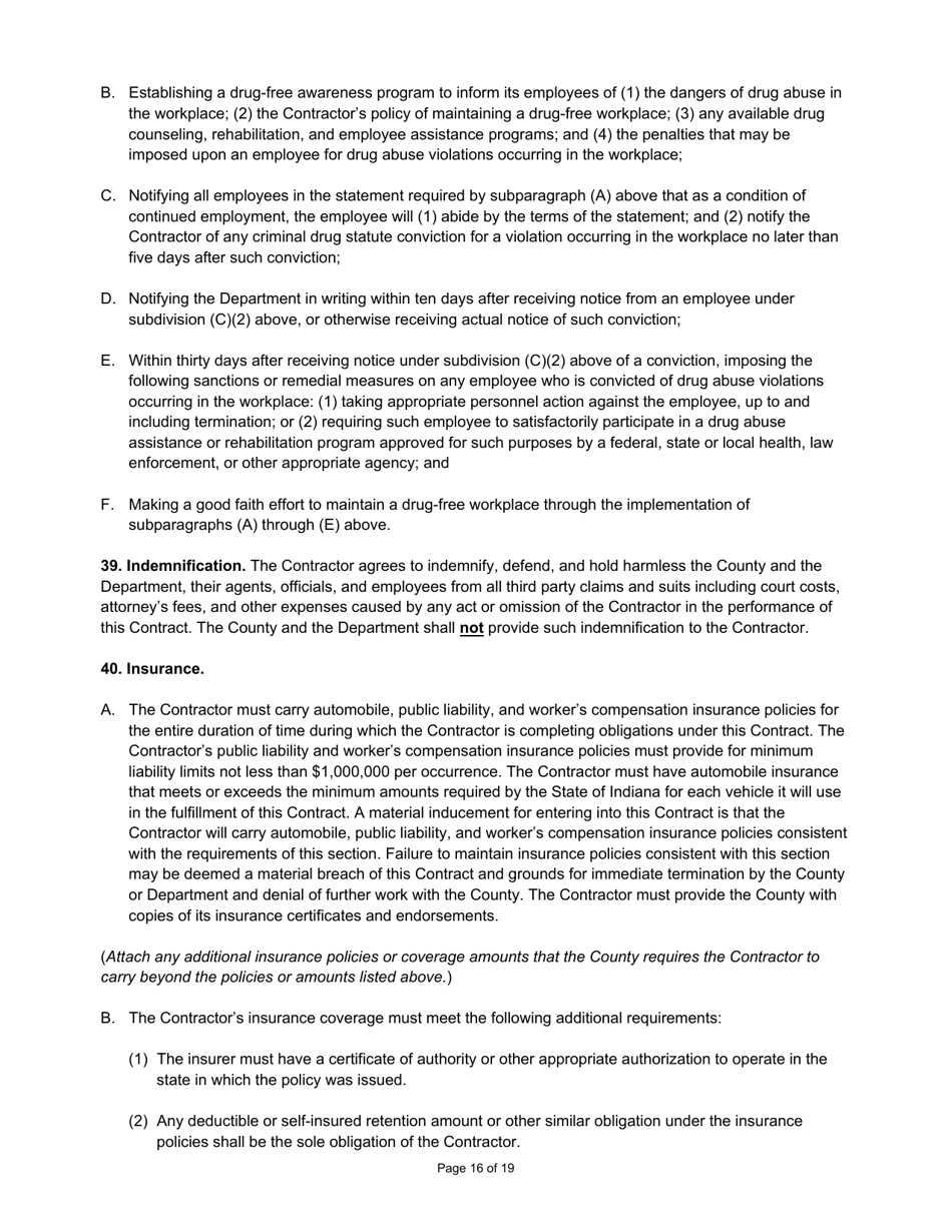 State Form 55928 Prescribed Contract for New Construction Review - Indiana, Page 16