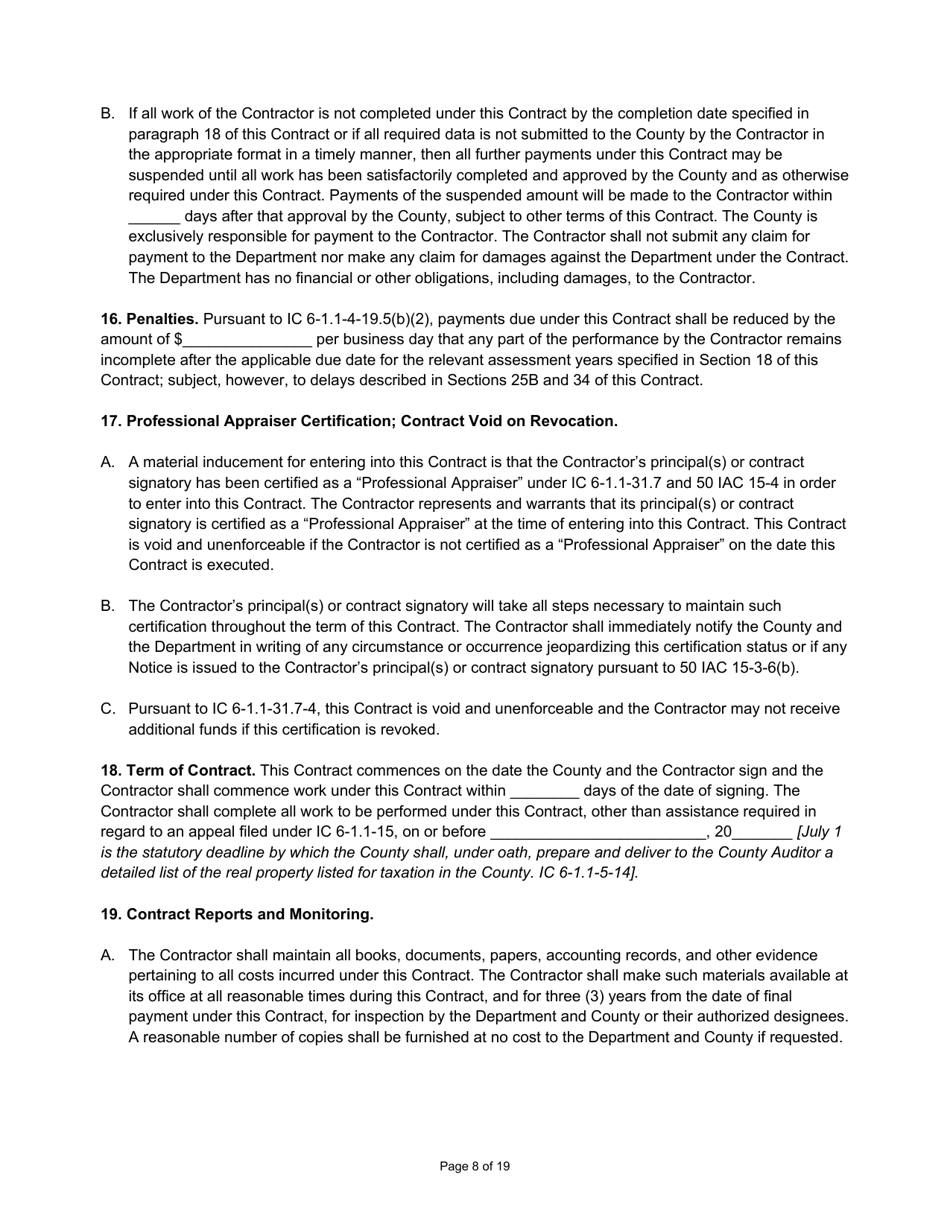State Form 55928 Prescribed Contract for New Construction Review - Indiana, Page 8