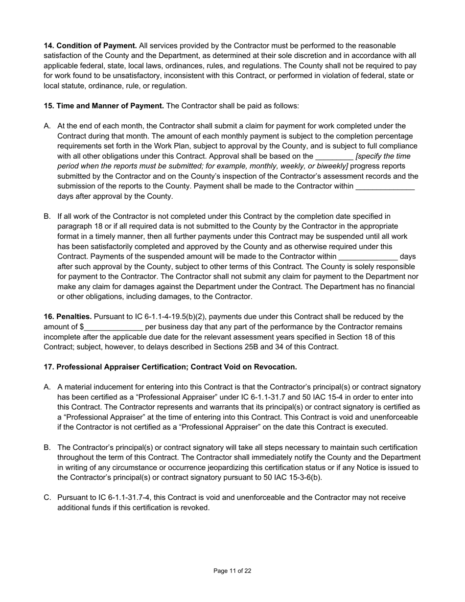 State Form 55930 Prescribed Contract for Annual Adjustments and Cyclical Reassessment - Indiana, Page 11