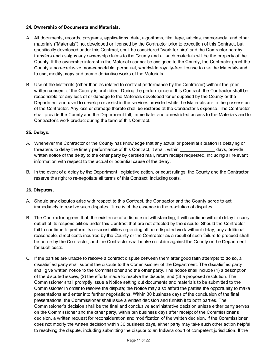 State Form 55930 Prescribed Contract for Annual Adjustments and Cyclical Reassessment - Indiana, Page 14