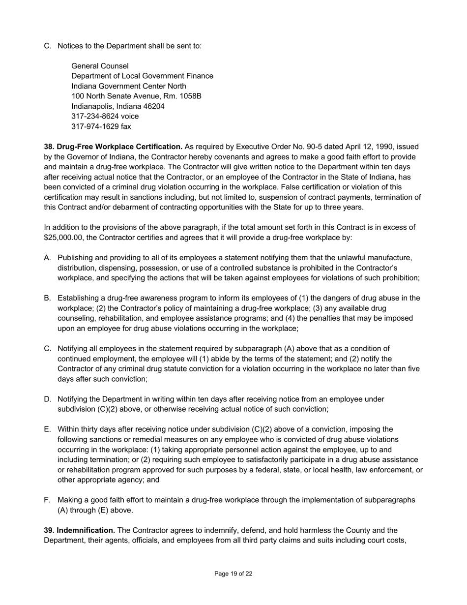 State Form 55930 Prescribed Contract for Annual Adjustments and Cyclical Reassessment - Indiana, Page 19