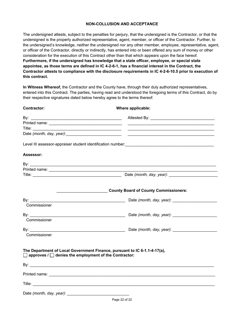 State Form 55930 Prescribed Contract for Annual Adjustments and Cyclical Reassessment - Indiana, Page 22