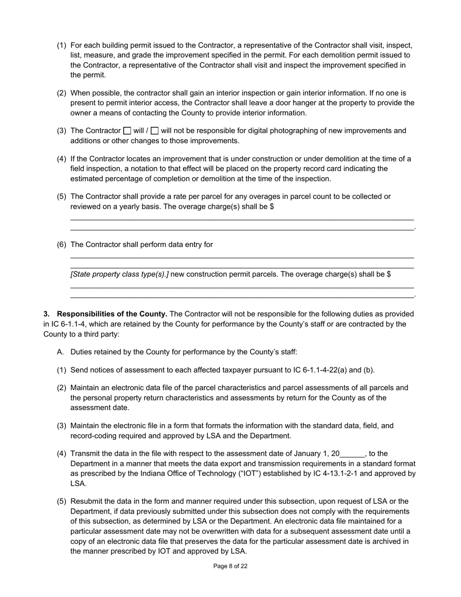 State Form 55930 Prescribed Contract for Annual Adjustments and Cyclical Reassessment - Indiana, Page 8