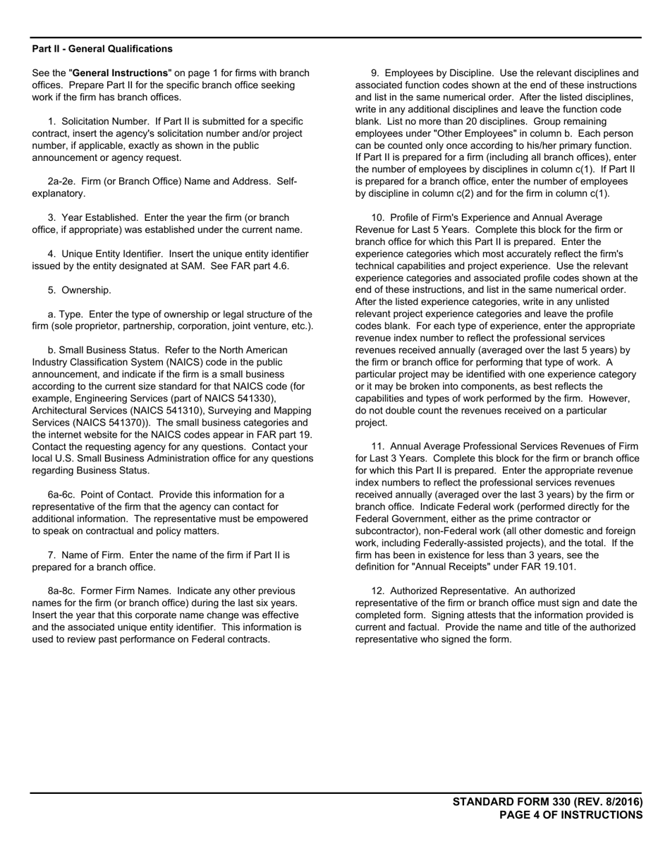 Form SF330 Fill Out, Sign Online and Download Fillable PDF