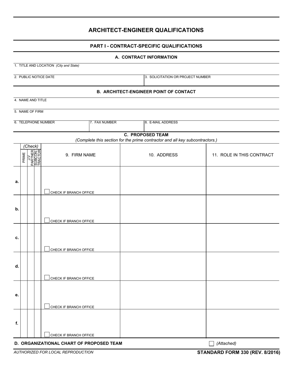Form SF330 Fill Out, Sign Online and Download Fillable PDF