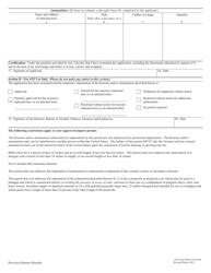 ATF Form 6NIA (5330.3D) Application/Permit for Temporary Importation of Firearms and Ammunition by Nonimmigrant Aliens, Page 2