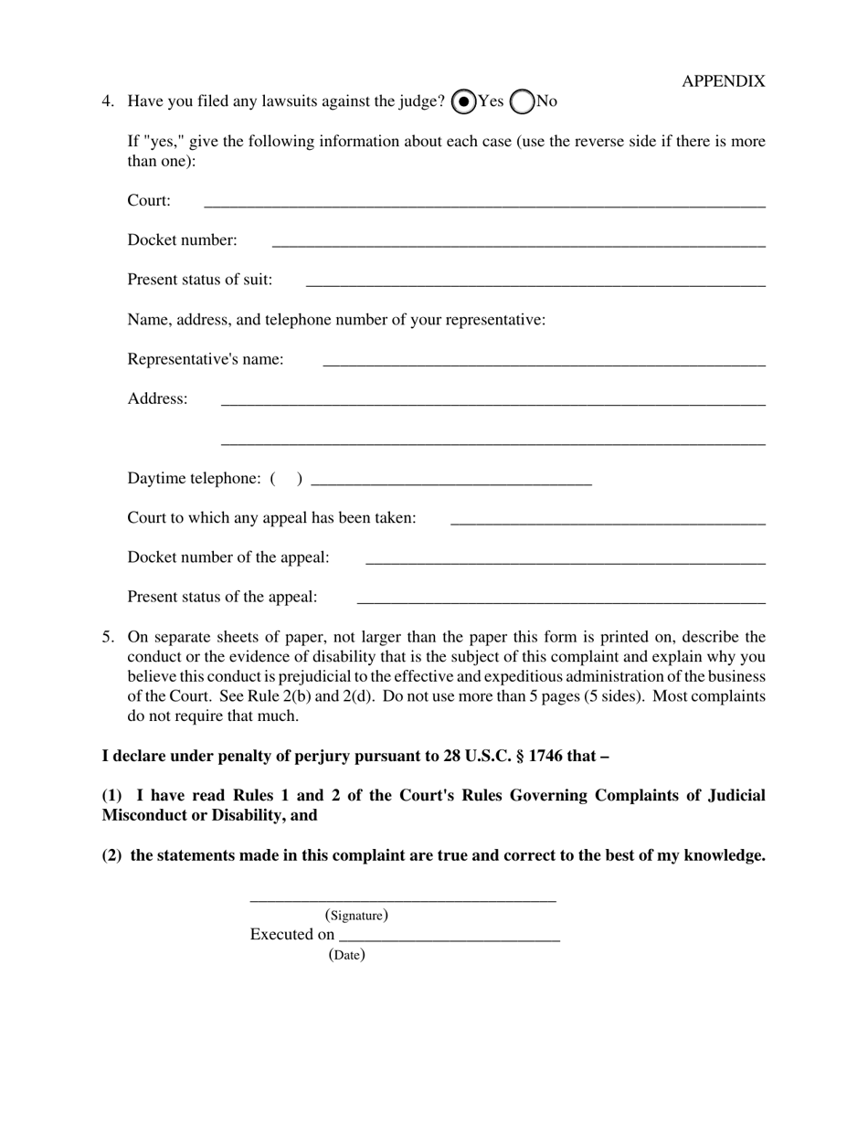 Complaint of Judicial Misconduct or Disability - Fill Out, Sign Online ...