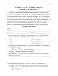 Document preview: Form 25 Appellate Mediation Program: Mediator Application