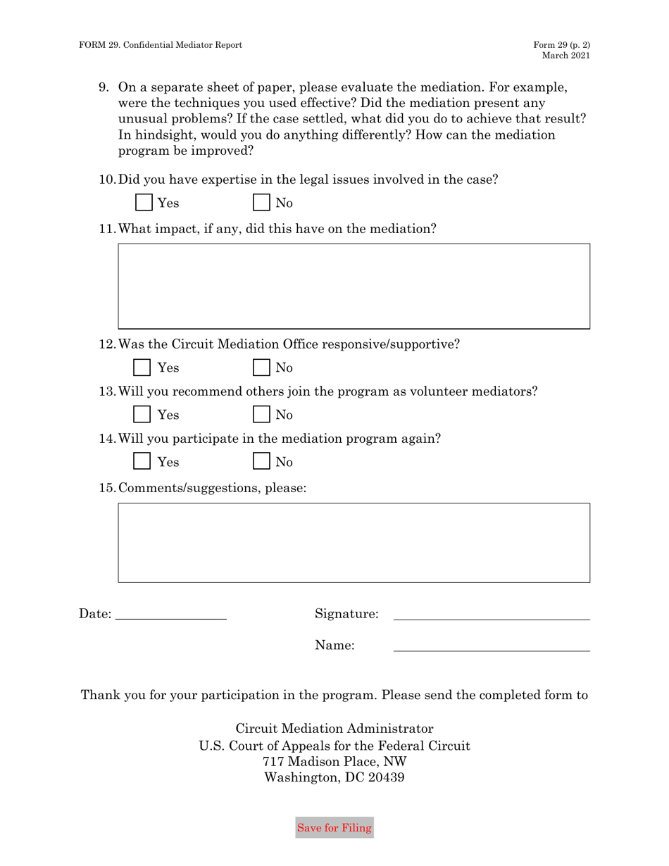 Form 29 Download Fillable PDF or Fill Online Confidential Mediator ...