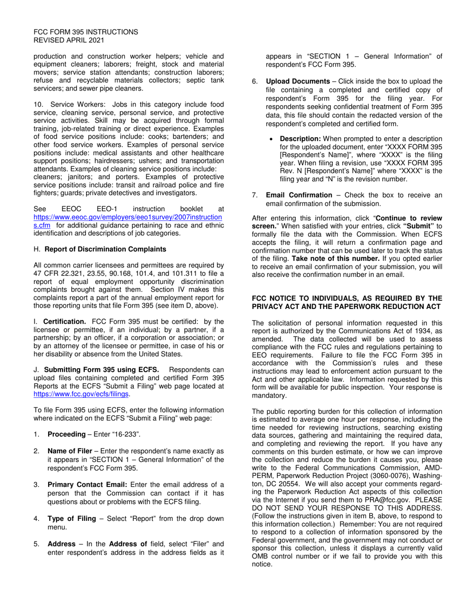 Instructions for FCC Form 395 Common Carrier Annual Employment Report, Page 3