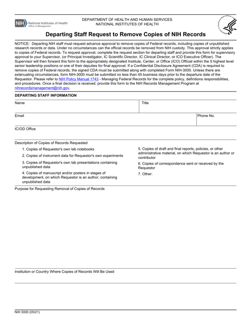 Form NIH3000  Printable Pdf