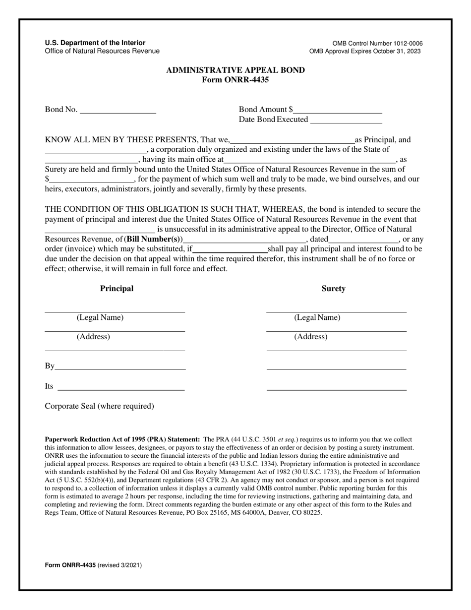 Form ONRR4435 Download Printable PDF or Fill Online Administrative