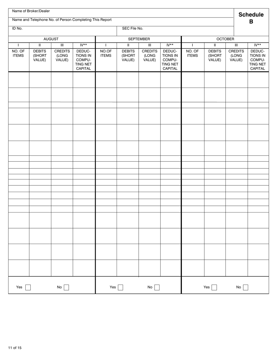 SEC Form 1705 (X-17A-5) Part I Focus Report, Page 11